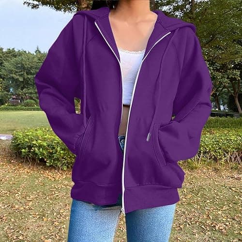 Zip Up Hoodies for Women Fall Hoodie Jacket Full Zip Sweatshirt Winter Coats 2025 Long Sleeve Y2k Jackets thumbnail 2