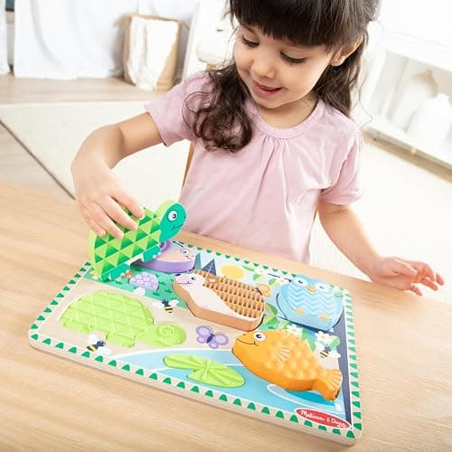 Melissa & Doug Forest Friends Touch & Feel Wooden Puzzle, 5-Piece Chunky Toddler Puzzles with Animals & Textured Silicone Puzzle Board Inlays, Preschool Toys for Girls & Boys Ages 2 and Up thumbnail 2