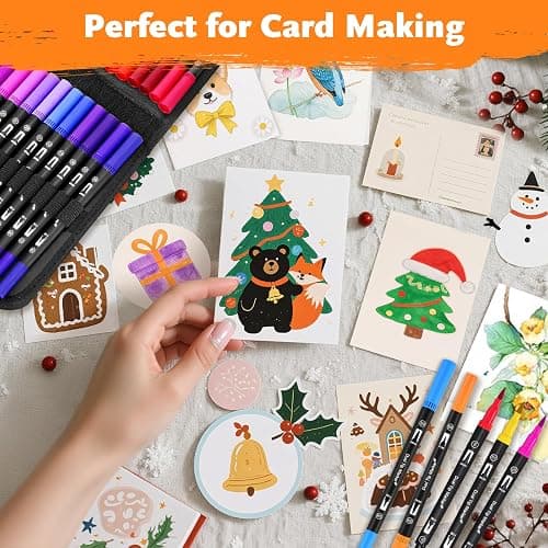 Dual Brush Marker Pens,128 Colors Art Markers Set with Fine & Brush Tip for Kids Adult Coloring Book, Bullet Journaling, Drawing, Note Taking, Planner, Hand Lettering, Calligraphy, Art Supplies Kit thumbnail 7