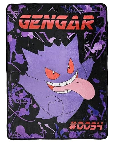 Pokemon Gen 1 Gengar Trading Card Pokedex Throw Blanket - 46" x 60" Cozy Soft Fleece Throw Blanket for Bed Couch - Image 1