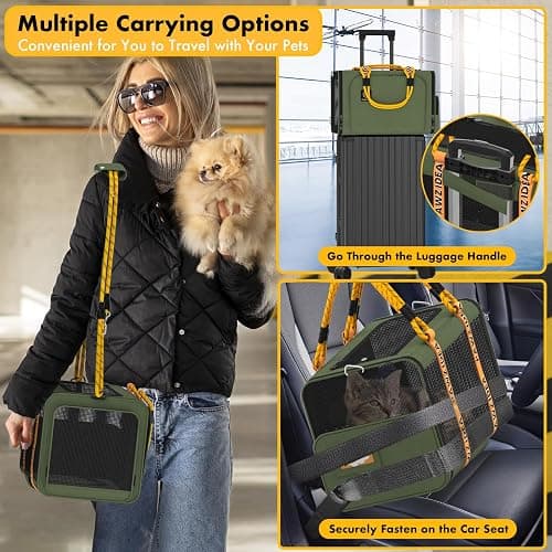 PAWZIDEA Expandable Pet Carrier Airline Approved, 18"×11"×11" Small Dog Carriers, Collapsible Top-Load Cat Carrier for 2 Cats Under Seat, Soft-Sided Puppy & Animal Travel Bag, ID Card, Up to 15lbs thumbnail 4