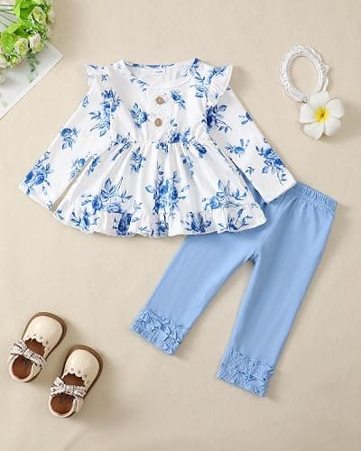 Baby Girl Clothes Toddler Girl Outfits Ruffle Shirt Pants Cute Infant Outfit Set Baby Girl Fall Winter Clothes thumbnail 3