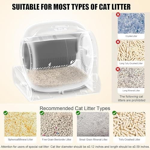 Litiere Chat Autonettoyante, Litière Automatique, Lettiera Gatto Autopulente Antiodore Lettiera Automatica Autopulente con Tappetino Gatto e Sacchetti, Anti Odeur, con App Letto Elettrica per Gatti thumbnail 7