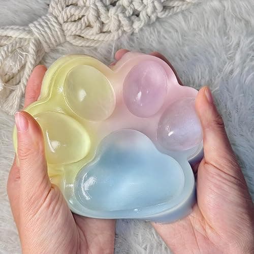 Pawfect Tail Big Taba Squishy Cat Paw, 5 in Large Paw Squeeze Toy for Stress Relief and Relax, Sticky Squishies Fidget Toys for Party Favors Novelty Things Birthday Gift (Tri-Color) thumbnail 6
