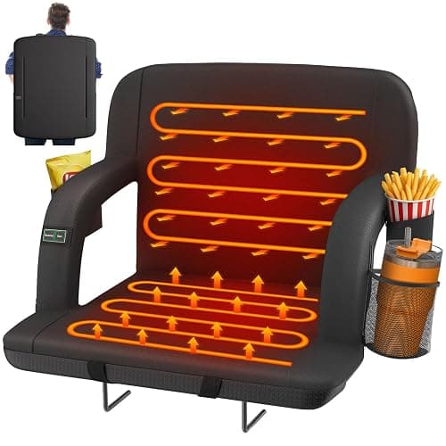 HOPERAN Dual-Sided Heated Stadium Seats for Bleachers with Back Support, 3 Levels Heating Stadium Seating for Bleachers Seat with Backrest, 5 Pockets Portable Stadium Chair for Outdoor - Image 1