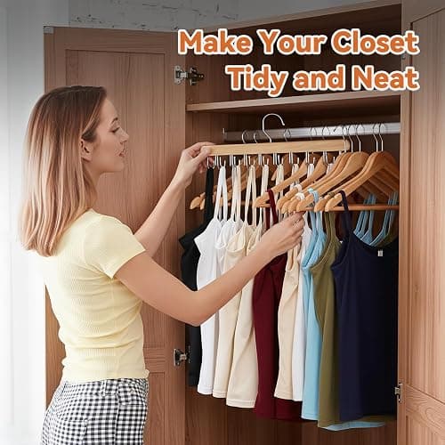 NECAMOCU 2 Pack Tank Top Hanger for Closet Organizer, Premium Bra Hangers | Wooden Bra Holder with 36 Foldable Hooks, 360° Rotating Design, Space Saving Storage for Tank Tops, Bras, Belts, Ties thumbnail 6