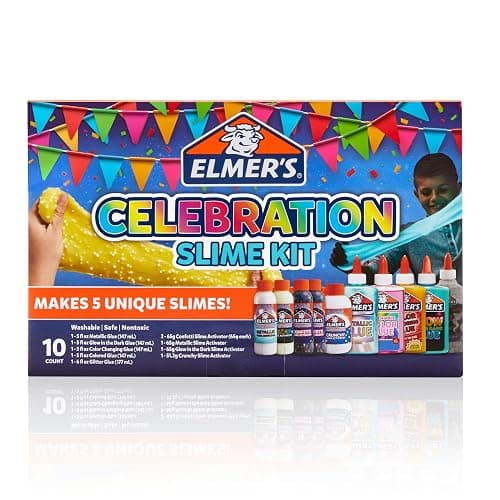 Elmer's Celebration Slime Kit, Complete Slime Supplies with Assorted Magical Liquid Slime Activators and Assorted Liquid Glues, 10 Count - Perfect for Parties, Gift, Activity Time thumbnail 8