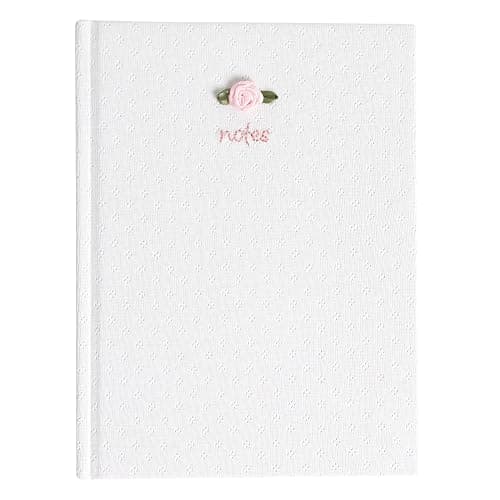 Pearhead Fabric Hardcover Journal Notebook 6x8 – Pointelle Embroidered College-Ruled Writing Journal with 200 Lined Pages, Pink - Image 1