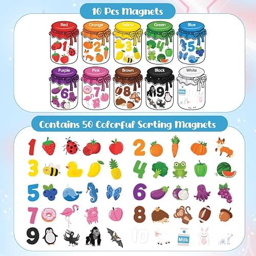 10Pcs Magnetic Color Sorting Cute Fridge Magnets for Kids Color Sorting | 60 Fridge Magnet Soft Magnets for Early Education Color Sorting Fine Motor Skills Boys Girls Gifts thumbnail 2