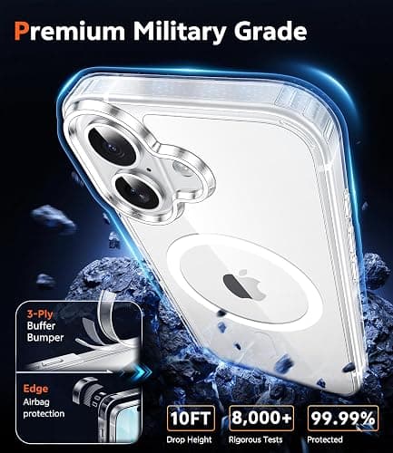 FNTCASE for iPhone 17 Case Clear: Magnetic Phone Cases with Screen Protector Drop Proof Compatible with Magsafe Slim Anti Yellowing Rugged Shockproof Protective Transparent Cell Cover (A-Clear) thumbnail 6
