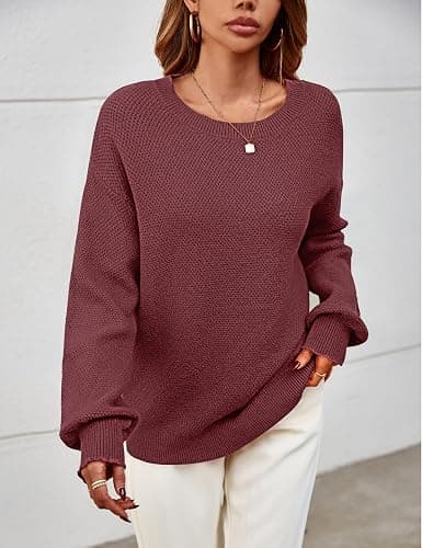 MEROKEETY Sweaters for Women 2025 Fall Winter Oversized Pullover Crew Neck Long Sleeve Heathered Knit Sweater thumbnail 6