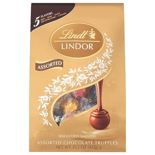 Lindt LINDOR Assorted Chocolate Candy Truffles, Chocolate with Smooth, Melting Truffle Center, 15.2 oz. Bag thumbnail 8