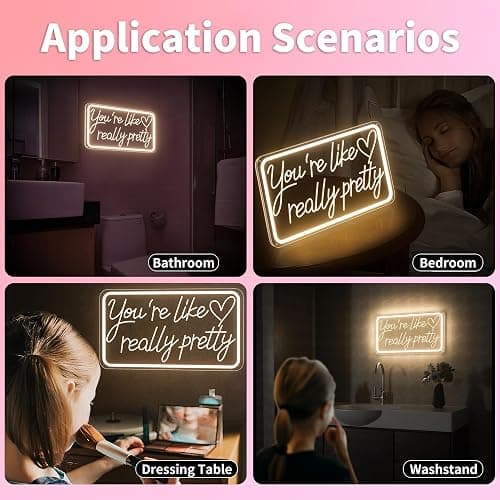 You'Re Like Really Pretty Neon Sign, Warm White Led Neon Signs for Wall Decor,You'Re Like Really Pretty Led Light Sign for Girls Room Vanity Bedroom Offices Decor Boutique Really Her Signs thumbnail 4