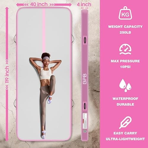 BPB Inflatable Gymnastics Mat. 10ft Air Tumble Track for Home Use/Training/Gymnastics/Cheerleading/Yoga/Pilates/Martial Arts/Gym/Beach/Cheerleading/Water Fun thumbnail 2