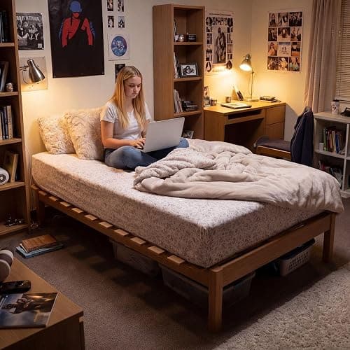 Geetery Dorm Bed Extender Twin XL to Full XL Bed Frame Converter, 10 Straps | 54x80 Inch Wood Bunkie Board, Foldable Wood Slats, Tool-free Setup, 324 lb Capacity, Mattress Support for College Dorm Beds thumbnail 2