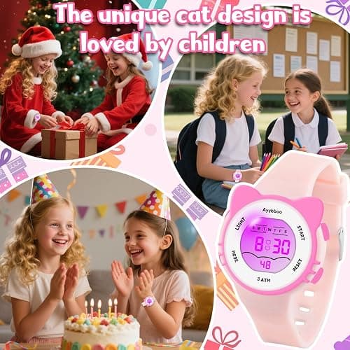 Ayybboo Kids Digital Analog Watches for Girls Boys, 7 Color Lights Waterproof Cute Wristwatches for Kids with Alarm Stopwatch, Great Present for Girls Boys Ages 5-13 thumbnail 6