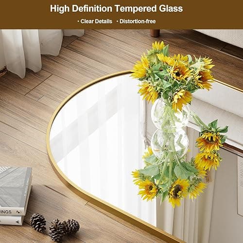 WISSMIELS 26x71 Inch Full Body Mirror - Large Arched Full Length Mirror with Stand Aluminum Frame Wall Mounted Leaning for Bedroom Living Room thumbnail 5