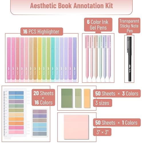 Mr. Pen- Aesthetic Book Annotation Kit, Aesthetic Highlighters and Gel Pens, Transparent Sticky Notes, Transparent Sticky Tabs for Books, No Bleed Highlighters for Bible Pages No Bleed thumbnail 2