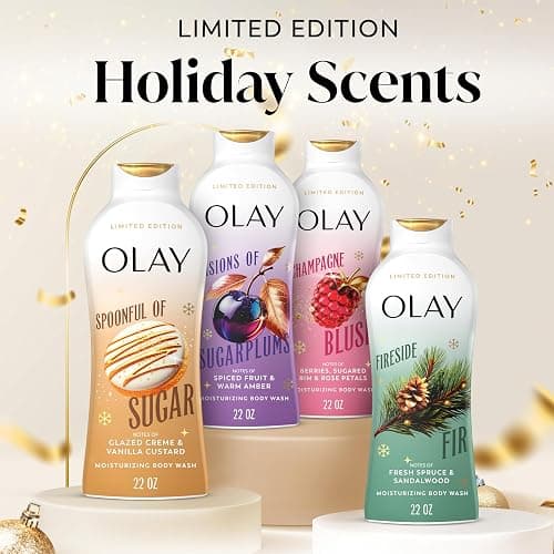 Olay Body Wash for Women, Hydrating & Moisturizing, Holiday Edition, With Plant Based Cleansers, B3 Complex, For All Skin Types, Spoonful of Sugar with Glazed Crème & Vanilla Custard Scent, 22 fl oz thumbnail 10