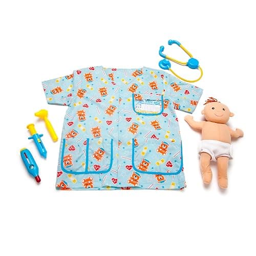 Melissa & Doug Nurse Costume, Pretend Play Dress Up Set (8-Pc) Scrubs, Stethoscope & Accessories, Role Play Toys for Kids 3+ thumbnail 5