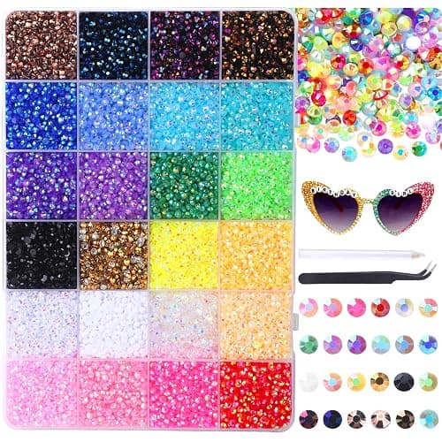 JOLCEEY 30000pcs Nail Art Rhinestones, 24 Colors 3mm Flat Back Nail Gems Crystals Nail Rhinestones Bedazzling Kit with Pick Up Tweezers and Pen for DIY Crafts Clothes Shoes - Image 1