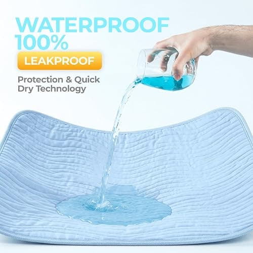 Beddora Washable Underpads 4 Pack, Heavy Absorbent Reusable Incontinence Pads for Kids, Adults, Elderly, and Pets, Waterproof Diaper Changing Liquid, Urine & Accidents Blue thumbnail 8