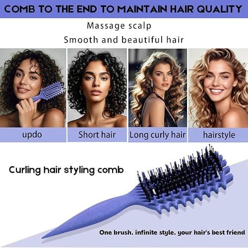 Curly Hair Brush Candybrush Curl Defining Brush for Detangling Shaping and Defining Curls for Women, Men, Wet & Dry Hair (Purple) thumbnail 6