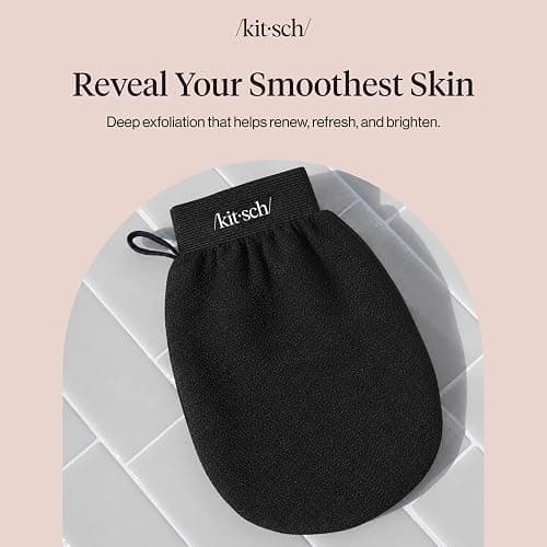 Kitsch Deep Exfoliating Gloves - Black | Korean Exfoliating Mitt and Deep Exfoliating Body Scrubber for Shower Bath, Dead Skin Remover, Skin Care for Smooth Skin thumbnail 8
