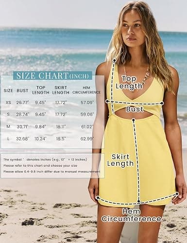 ReachMe Womens Cut Out Dresses Short Sleeveles Mini Dress Summer V Neck A Line Dresses Beach Vacation Dress thumbnail 3