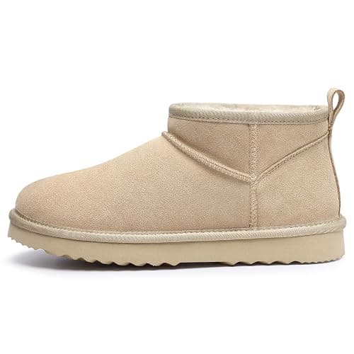 bebealy Genuine Suede Mini Boots for Women Winter Fuzzy Snow Boots Short Ankle Boot with Fur Lined thumbnail 4