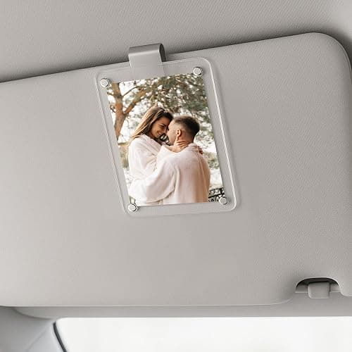 yesJRL 2PCS Car Picture Holder, Acrylic Magnetic Holder Car Accessories with Family Photo, Car Visor Clip, Car Picture Frame, New Car Decoration for Women/Men, Gift for him her (no Text, White) thumbnail 7