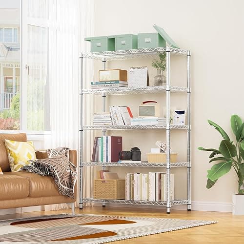 M MZG 1750 LBS Storage Shelves 5-Tier Utility Shelving Unit Steel Organizer Wire Rack for Home,Kitchen,Office,Garage, Capacity 17.7" D x 47.2" W x 72.3" H | Organizer Wire Rack, for Home, Kitchen, Office, Garage, 1750 LBS Capacity thumbnail 2