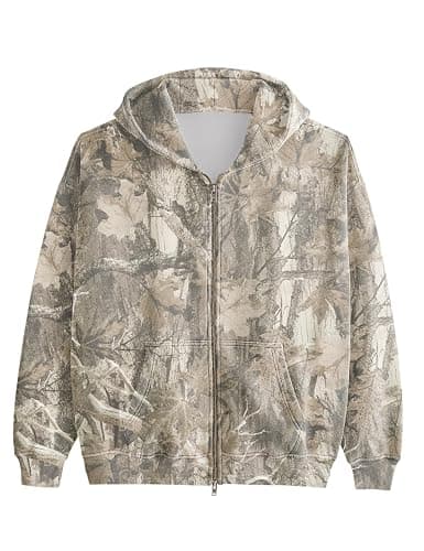 MISSACTIVER Camo Zip Up Hoodie Women Men Maple Leaf Print Fleece Oversized Hooded Sweatshirt Long Sleeve Jackets - Image 1