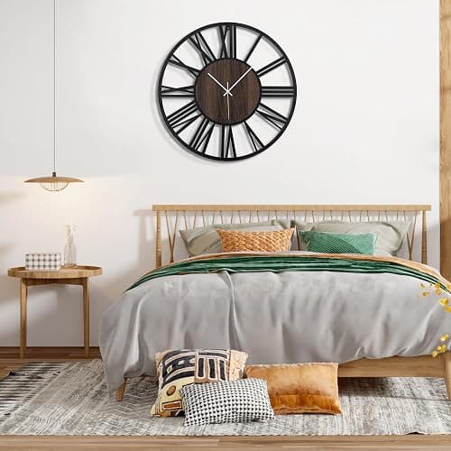 Mee 2ou Large Wall Clock for Living Room Decor, 16 Inch Non Ticking Silent, Battery Operated Modern Vintage Oversized Wall Clock for Bedroom Kitchen thumbnail 6