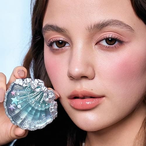 Flower Knows Shell's Jewel Silk Satin Embossed Blush,Dual Blush & Highlighter,Peach Glow,Warm Peach Pink for Healthy Sun-Kissed Glow,Skincare-Infused Silky Powder(03 Coral Seashell) thumbnail 7