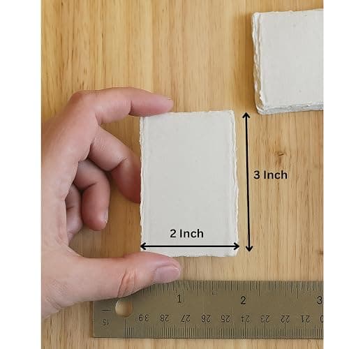 Handmade Cotton Paper with Deckle Edge Recycled Cotton Rag Mixed Media Card Stock for Placecard/Escort Cards, Place Cards, Vow Cards, Business Card (150gsm, 2x3 inch "A8", 50 Pack) thumbnail 2
