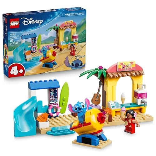 LEGO Disney Beach Fun with Lilo & Stitch 43280 | Building Toys for Girls & Boys, Ages 4+, Develops Fine Motor Skills, 2 Minifigures, 113 pieces, Gift for Birthdays - Image 1