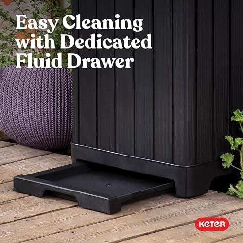 Keter Baltimore Resin 38 Gallon Outdoor Kitchen Trash Can with Lid and Drip Tray for Easy Cleaning-Perfect for Patio Dining, Black thumbnail 10