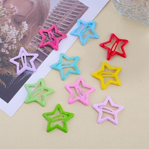 Star Hair Clips Multiple Colors Snap Hair Barrettes Non Slip Star Hair Accessories Metal Hair Clips for Girls Women -15 PCS 1.18" thumbnail 4