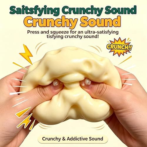 Crunchy Cheese Squishy Asmr Bead Filled, Slow Rising Squeeze Fidget Toy | Durable Portable Slow Rebound Calming Tool for Kids Adults thumbnail 5