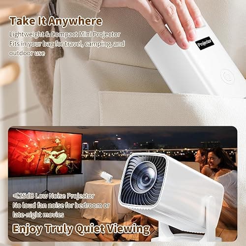 Mini Projector with 4K Support, Portable Projector with Electric Focus & Keystone, 270° Rotatable Stand, Short Throw Home & Outdoor Movie Projector Compatible with TV Stick, Phone & Laptop thumbnail 7