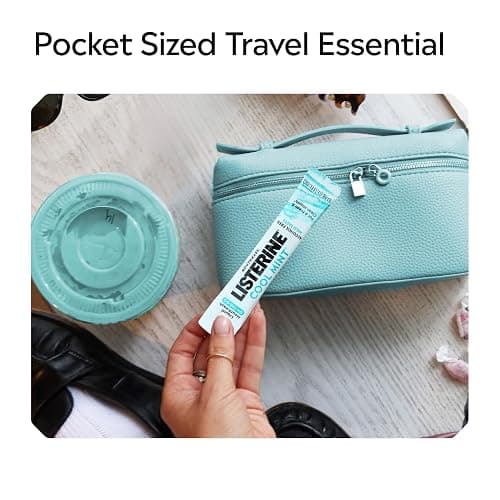 Listerine On-The-Go Cool Mint Alcohol Free Mouthwash Packets, Oral Rinse in Individual Packets Kills Bad Breath Germs, Less Intense Taste, Cool Mint Flavor, Mini Travel Size, 0.33 fl oz. Pack of 5 thumbnail 5