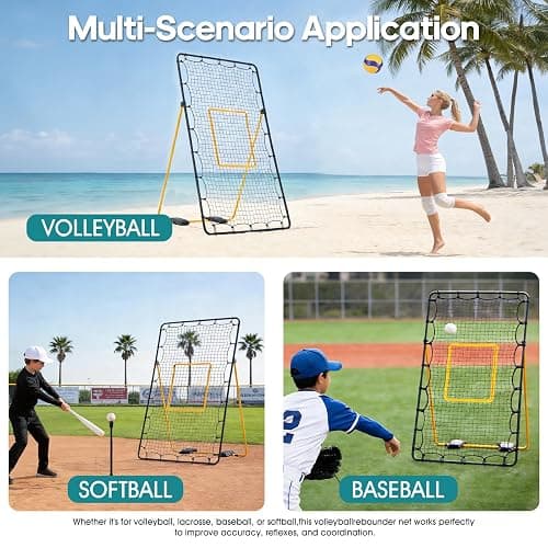OLIXIS 7x4 ft Volleyball Rebounder Net - Multi Sport Bounce Back Training Equipment with Travel Bag, 5 Adjustable Angles for Outdoor Indoor Practice, Spiking, Bumping, Volleying thumbnail 7