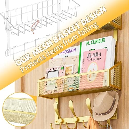 Kaiferty Over The Door Hooks Organizer, Coat Rack Over The Door Storage Hanger Towel Rack, Back of Door Storage Organizer for Bathroom,Bedroom,Kitchen,Office (Gold, 4-Tier) thumbnail 7