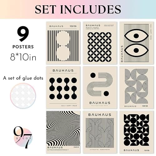 97 Decor Modern Bauhaus Poster - Mid Century Modern Wall Decor, Midcentury Geometric Wall Art, Bauhaus Abstract Wall Prints, Mid Century Artwork Minimalist Pictures For Bedroom (8x10 UNFRAMED) thumbnail 2