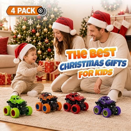 ANAOER 4 Pack Monster Trucks Toys for Boys 2 3 4 5 6 7 Year Old, Friction Powered Pull Back Car Toys for Toddlers Kids Ages 3-5 2-4 4-7, Best Birthday Christmas Party Gift for Boys and Toddlers thumbnail 7