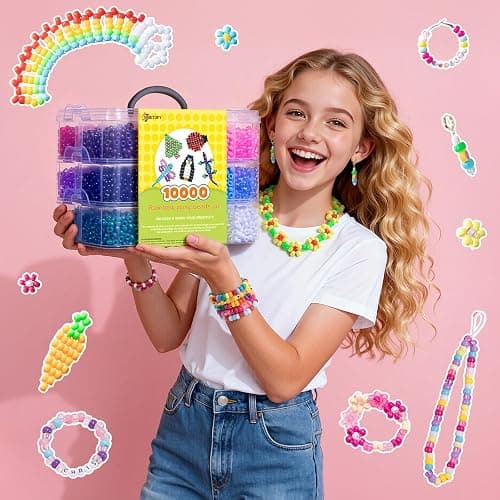 Simetufy 10000Pcs Pony Beads Bulk, 30 Colors Rainbow Kandi Beads for Hair Braiding Bracelet Making Kandi Jewelry Key Chains DIY Crafts Gifts Christmas Gifts (5.73lb, Stack Box) thumbnail 2