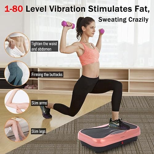 Whole Body Vibration Plate Exercise Machine – Power Vibrating Plate for Lymphatic Drainage Weight Loss, Shake Plate Exercise Platform with Touch Screen & Resistance Bands, Equipment for Women Men thumbnail 2