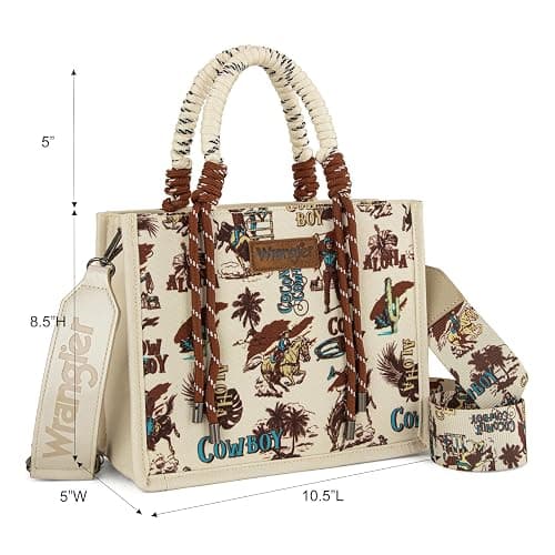 Montana West Wrangler Tote Bag Western Satchel Bags for Women with Braided Rope Handles thumbnail 3