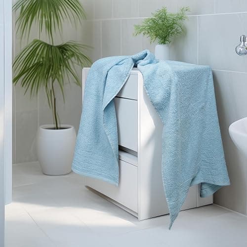 Tens Towels Pack of 4 Extra Large Bath Towels 30 x 60 Inches, 100% Cotton, Larger & Lighter Weight, Quicker to Dry, Super Soft and Absorbent, Perfect for Bathroom, Sky Blue thumbnail 6